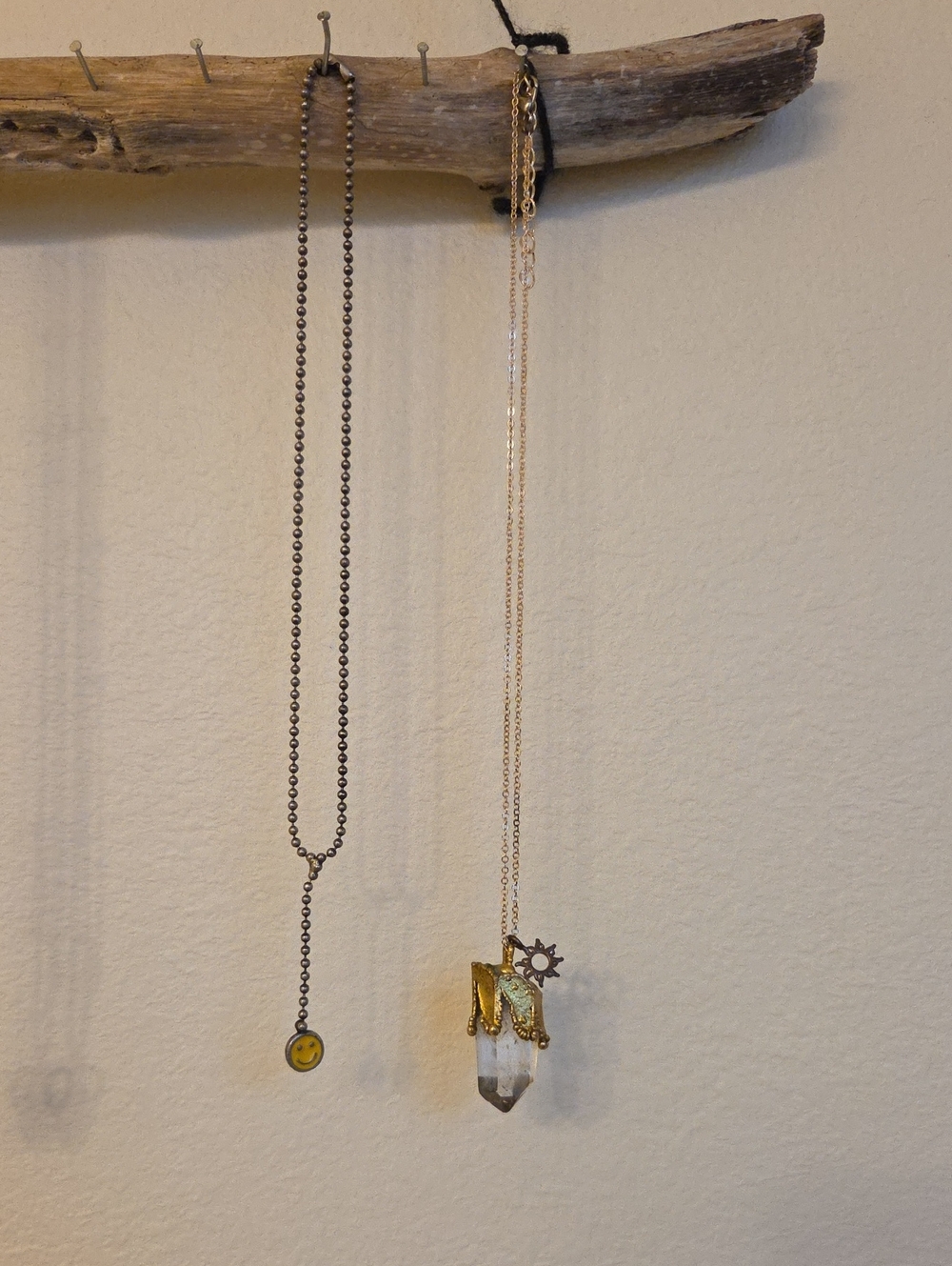 Crystal Pendant Necklace + Smiley Face Necklace Bundle